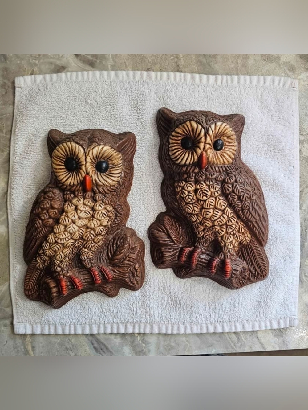 Vintage 1970's Homco Wall Hanging Barn Owls